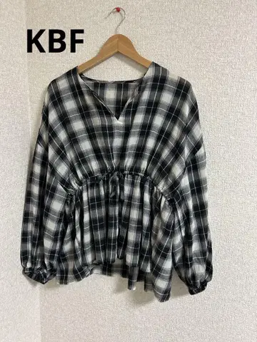 KBF 드로스트 체크 블라우스