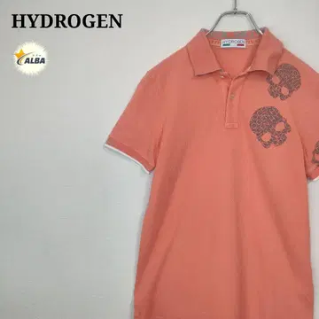 HYDROGEN 하이드로겐 피케 셔츠 해골 스컬 살몬 핑크 S