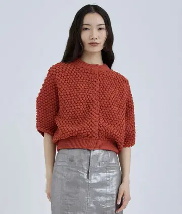 CLANE 3D 도트 하프 슬리브 니트 가디건