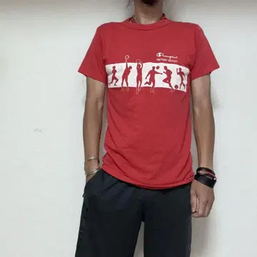 빈티지 80s 챔피온 champion 트리코 태그 프린트 티셔츠 M