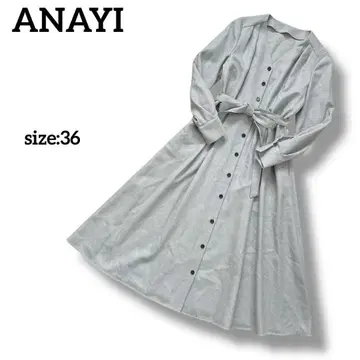 ANAYI 아나이 울 조젯 V넥 원피스 그레이 36