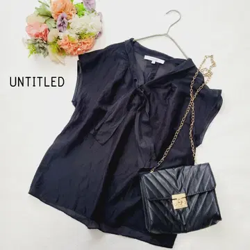 UNTITLED*사이즈 1(S) 블랙 보우타이 시어 블라우스