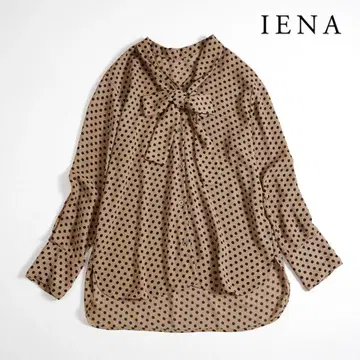239t*새상품급 이에나 IENA 도트 보우타이 V넥 블라우스.