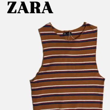 라스트 1점 트렌드 아이템 ZARA 스트라이프 슬리브리스 상의