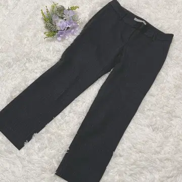 띠어리 럭스 와이드 팬츠 턱 크롭 울 그레이 일본제