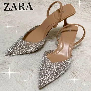 [ ZARA 자라 ] 모조 진주 하이힐 슬링백 슈즈