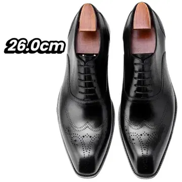 새상품 윙팁 가죽 신발 검정색 블랙 26.0cm 비즈니스 미끄럼 방지