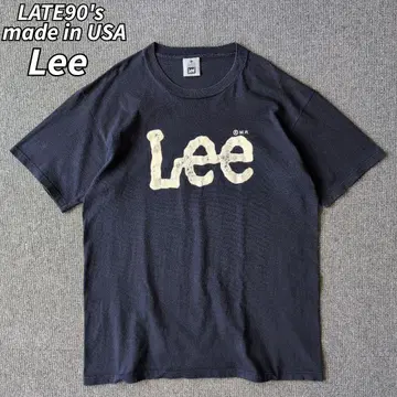 USA제 90s Lee 로고 티셔츠 네이비 프린트 반팔 올드
