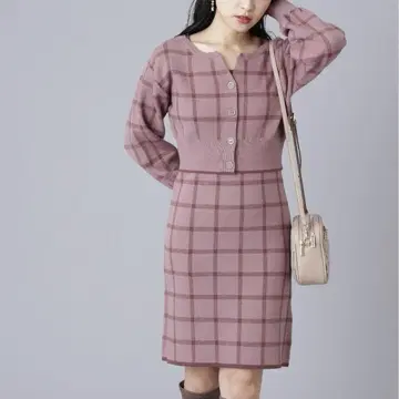 질 바이 질 스튜어트 JILLSTUART 체크 니트 원피스