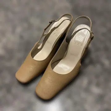 EIZO 베이지 슬링백 힐 23cm
