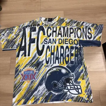 90's NFL 차저스 올 오버 프린트 티셔츠