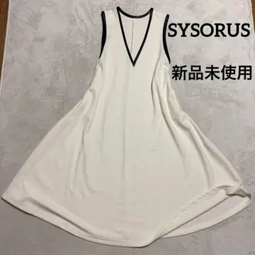 미사용품 시소러스 롱 원피스 슬리브리스 화이트