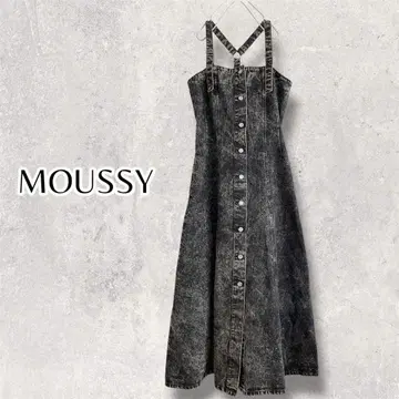 MOUSSY 마우지 데님 멜빵 스커트 ACID WASH DENIM 드레스