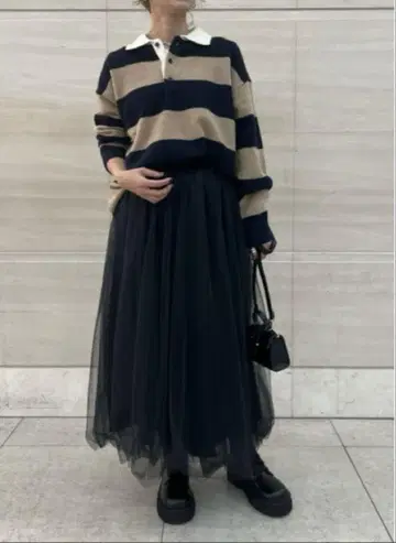 미라 오웬 롱 볼륨 튤 스커트 블랙 M