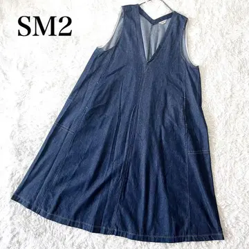SM2 데님 스티치 워크 오버롤 스커트 F