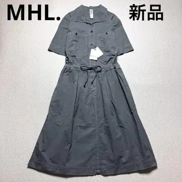 거의 새상품 MHL. 최근 셔츠 원피스 허리끈 개더링 그레이 반팔