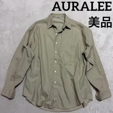 새상품급 오라리 코튼 긴팔 셔츠 올리브 L