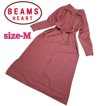 Beams Heart/빔즈 하트/롱 셔츠 원피스/리본 벨트/M