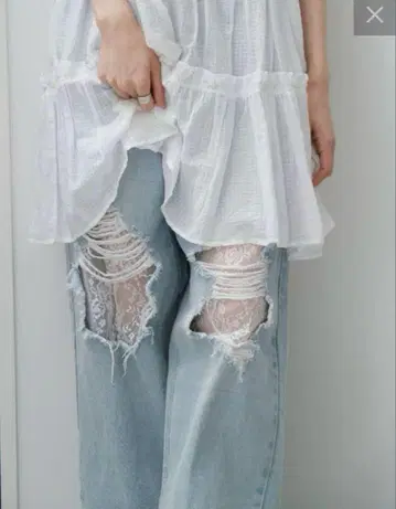 Kastane 레이스 데님 팬츠 사이즈 1 미사용 새상품