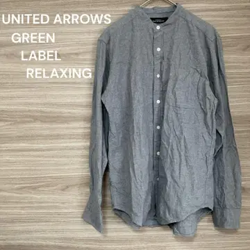 UNITED ARROWS [M] 그레이 밴드 카라 셔츠 면 100%