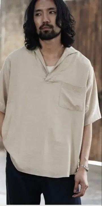 시운 SHIUN LINEN SKIPPER SHIRT S 사이즈
