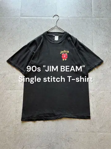 90s JIM BEAM good print 기업 T 셔츠 싱글 스티치