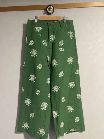 ZARA 보태니컬 프린트 그린 컬러 팬츠