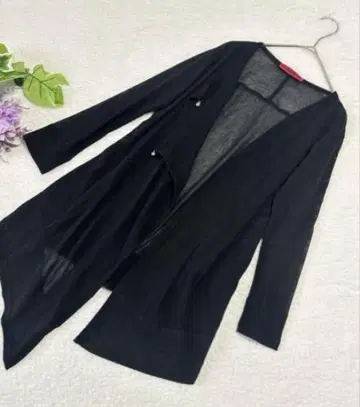 비비안 탐 시어 가디건 비대칭 비침 블랙 검정 0