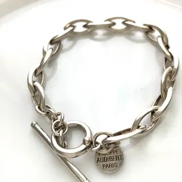 필립 오디베일 오벌 체인 팔찌 실버 컬러 토글식