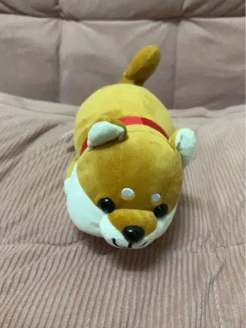 시바견 봉제 인형 빨간 목걸이
