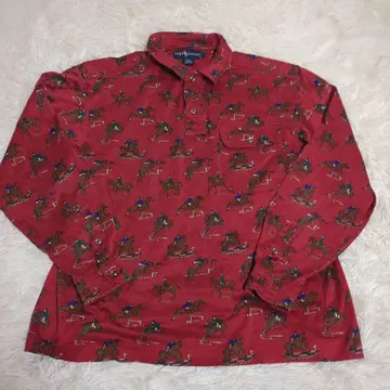 Ralph Lauren 긴팔 셔츠 하프 버튼 올 패턴 호스 승마