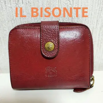 IL BISONTE 일비종떼 라운드 지퍼 접이식 지갑 레드