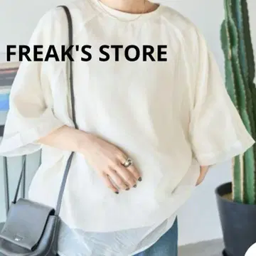 새상품 FREAK'S STORE 한정판 래글런 반팔 티셔츠 내추럴