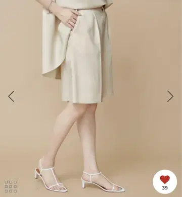 베이지 하프 팬츠 큐롯 팬츠 로페