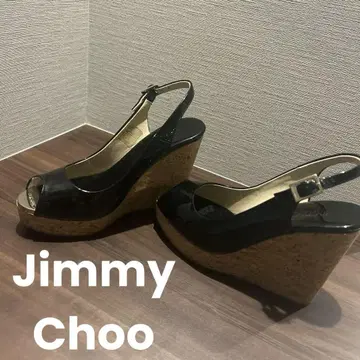 블랙 오픈토 웨지 샌들