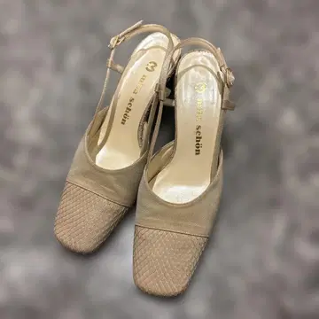 새상품급 밀라 쇤 베이지 스트랩 웨지 힐 샌들 23cm