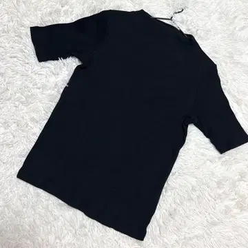 UNIQLO 리브 탑 여성용 5부 소매 보틀넥 블랙 (L)