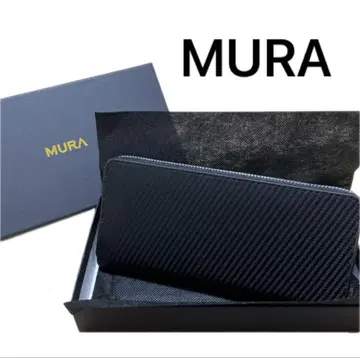 MURA 카본 가죽 라운드 지퍼 장지갑 블랙 미사용 새상품