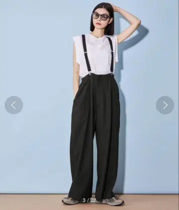 citen 서스펜더 와이드 팬츠 블랙