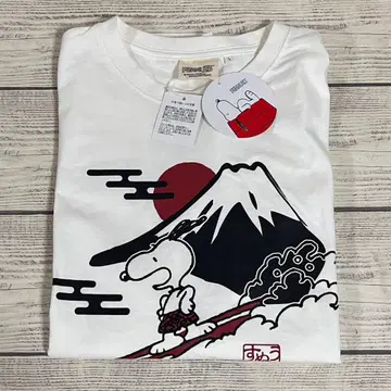 SNOOPY 스누피 서핑 후지산 티셔츠 L 사이즈 미사용 새상품