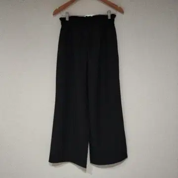 TRANOI 블랙 와이드 팬츠 허리밴딩