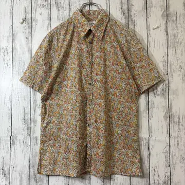 새상품급 Paul Smith 반팔 셔츠 꽃무늬 올 패턴 오렌지 L