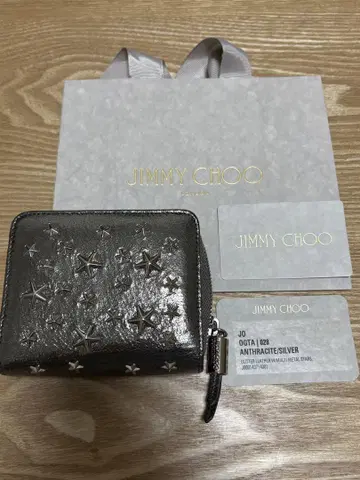 JIMMY CHOO 접이식 지갑 ANTHRACITE/SILVER