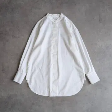 BEIGE, 베이지 자수 노카라 셔츠 밴드 카라 셔츠
