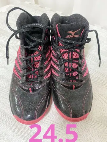 Mizuno 블랙/핑크 하이컷 스니커즈 24.5cm
