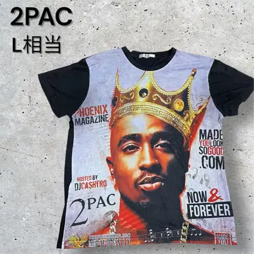 US 수입 구제 의류 2PAC 빅 프린트 티셔츠 L 상당 y2k