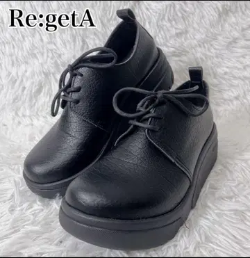 미사용 Re:getA 리게타 통굽 레이스업 슈즈 블랙 M