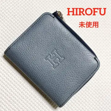 미사용 HIROFU 히로후 가죽 접이식 지갑 미니 지갑 블루