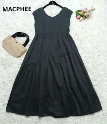 MACPHEE 슬리브리스 롱 원피스 블랙 코튼 100%