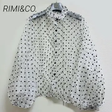 RIMI&CO. 도트 시어 볼륨 소매 블라우스